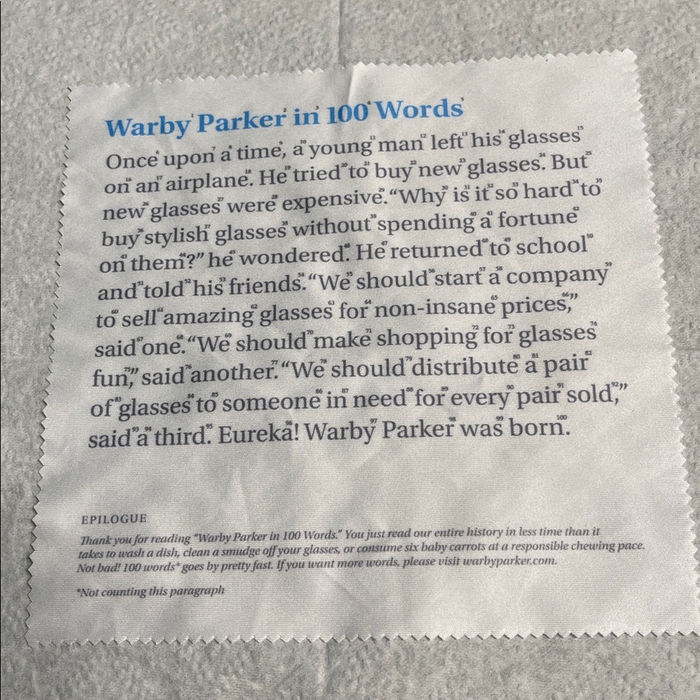 BNWT WARBY PARKER EMPTY NAVY BLUE EYEGLASSES BOX WITH LOGO CLEANING CLOTH - Picture 5 of 6